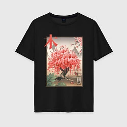 Женская футболка оверсайз Цветущая Сакура Япония