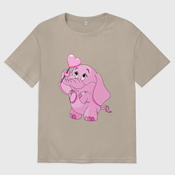Футболка оверсайз женская Розовый слонёнок, цвет: миндальный