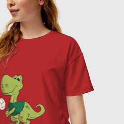Футболка оверсайз женская Volleyball Dinosaur, цвет: красный — фото 2