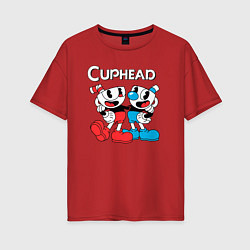 Женская футболка оверсайз Cuphead Чашечки