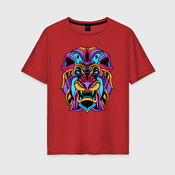 Футболка оверсайз женская Color lion Neon, цвет: красный