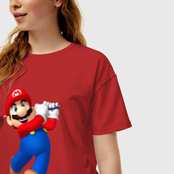 Футболка оверсайз женская Марио - крутейший гольфист Super Mario, цвет: красный — фото 2