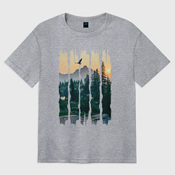 Женская футболка оверсайз Горные Походы и Птицы