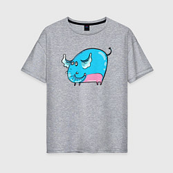 Футболка оверсайз женская Большой голубой слон, цвет: меланж