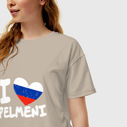 Футболка оверсайз женская Люблю пельмени, цвет: миндальный — фото 2