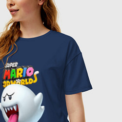 Футболка оверсайз женская Boo Super Mario 3D World Nintendo, цвет: тёмно-синий — фото 2