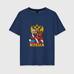 Женская футболка оверсайз Хоккей - Russia