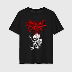 Футболка оверсайз женская Cannibal Corpse skeleton, цвет: черный