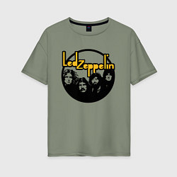 Футболка оверсайз женская Led Zeppelin Лед Зеппелин, цвет: авокадо
