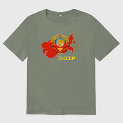 Женская футболка оверсайз Герб Карта СССР