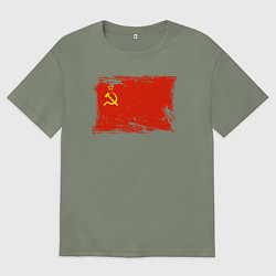 Женская футболка оверсайз Рваный флаг СССР