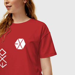 Футболка оверсайз женская Логотип группы exo, цвет: красный — фото 2