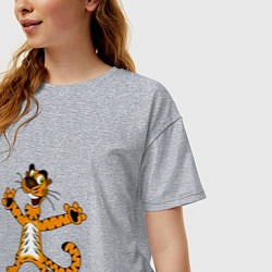 Футболка оверсайз женская ТИГР НА ПОЗИТИВЕ, цвет: меланж — фото 2