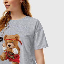 Футболка оверсайз женская МИШКА ТАЙСКИЙ БОКС THAI BOXING MUAY THAI, цвет: меланж — фото 2