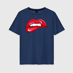 Женская футболка оверсайз Red kiss губы