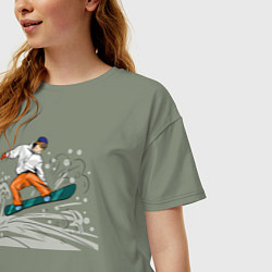 Футболка оверсайз женская Сноубордист snowboard, цвет: авокадо — фото 2