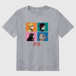 Женская футболка оверсайз Клинок, рассекающий демонов Коллаж