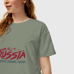 Футболка оверсайз женская Россия - Будь на вершине, цвет: авокадо — фото 2