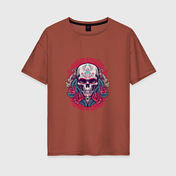 Женская футболка оверсайз Roses Skull