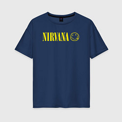 Футболка оверсайз женская Nirvana logo, цвет: тёмно-синий