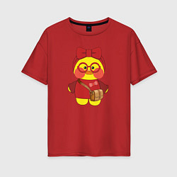 Женская футболка оверсайз Утенок Лалафанфан в красных очках