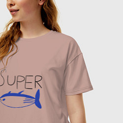 Футболка оверсайз женская Super tuna jin, цвет: пыльно-розовый — фото 2