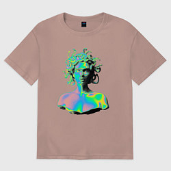 Женская футболка оверсайз Gorgon Medusa Vaporwave Neon