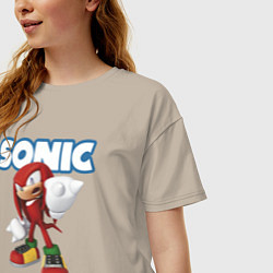 Футболка оверсайз женская Knuckles Echidna Sonic Video game Ехидна Наклз Вид, цвет: миндальный — фото 2