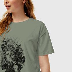 Футболка оверсайз женская Lady Darkness Леди Тьма Готический рисунок, цвет: авокадо — фото 2