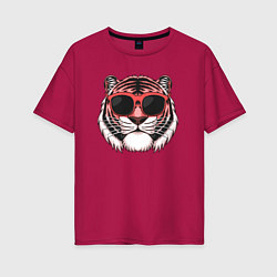 Женская футболка оверсайз Модный тигр в очках