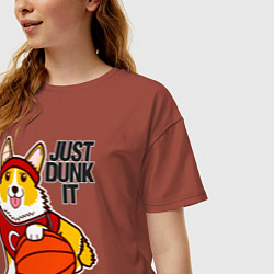 Футболка оверсайз женская JUST DUNK IT корги, цвет: кирпичный — фото 2