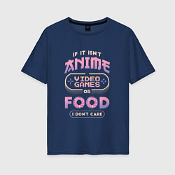 Футболка оверсайз женская Anime Food Video Games, цвет: тёмно-синий