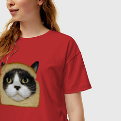 Футболка оверсайз женская Котохлебинг, цвет: красный — фото 2