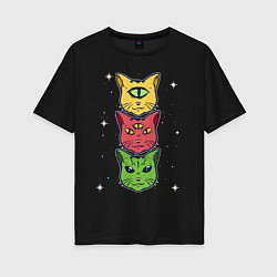 Женская футболка оверсайз Коты пришельцы с разных планет