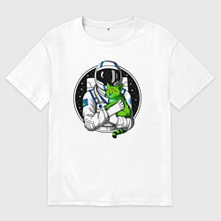 Женская футболка оверсайз Космонавт с инопланетным котом