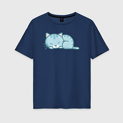 Женская футболка оверсайз Сонный котик