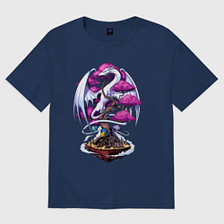 Женская футболка оверсайз Дракон на дереве - космическая метаморфоза