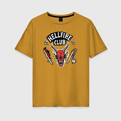 Футболка оверсайз женская Hellfire Club Sticker Stranger Things 4, цвет: горчичный