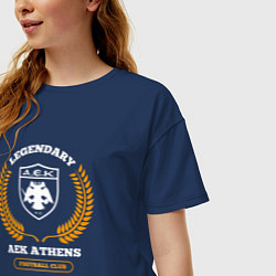 Футболка оверсайз женская Лого AEK Athens и надпись Legendary Football Club, цвет: тёмно-синий — фото 2