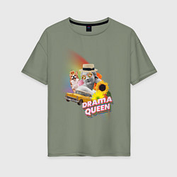 Футболка оверсайз женская Colorful drama queen, цвет: авокадо