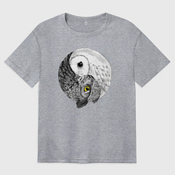 Женская футболка оверсайз Инь Янь по совиному