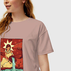 Футболка оверсайз женская Звезда карта Таро The Star Tarot Card, цвет: пыльно-розовый — фото 2