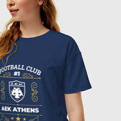 Футболка оверсайз женская AEK Athens: Football Club Number One, цвет: тёмно-синий — фото 2