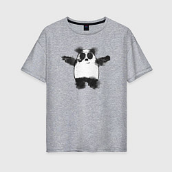 Футболка оверсайз женская Акварельная панда, цвет: меланж