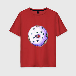 Футболка оверсайз женская Сиреневый пончик, цвет: красный