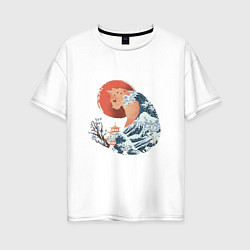 Женская футболка оверсайз Душа природы Японии - Бушующее море