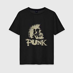 Футболка оверсайз женская Punk Skull, цвет: черный