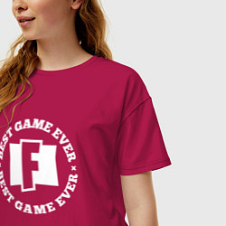 Футболка оверсайз женская Символ Fortnite и круглая надпись Best Game Ever, цвет: маджента — фото 2