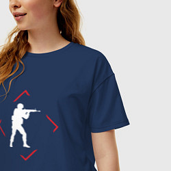 Футболка оверсайз женская Символ Counter Strike в красном ромбе, цвет: тёмно-синий — фото 2