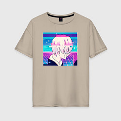 Женская футболка оверсайз Sad Boy Anime Style